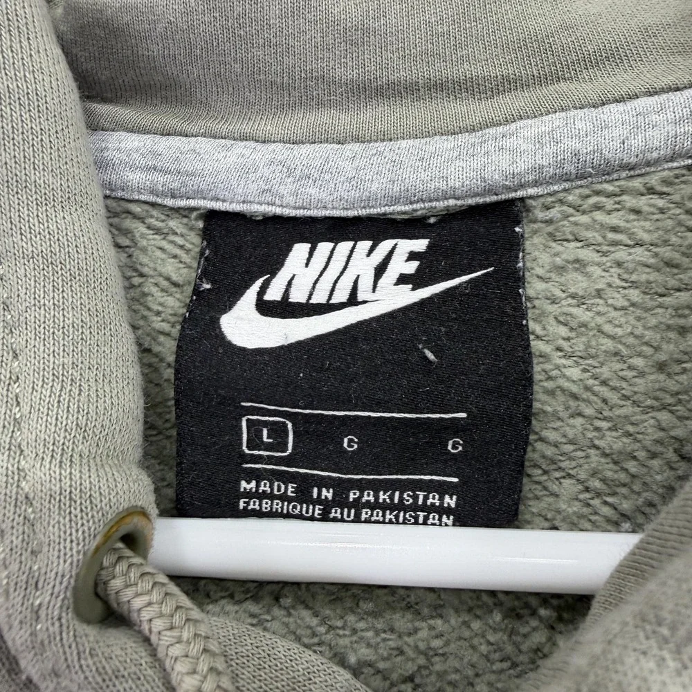 Nike Hoodie Mens Large Green Fleece Pullover Small Swoosh Kangaroo Pocket